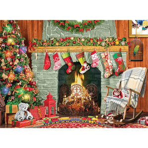Christmas By the Fireplace 500 Piece Jigsaw Puzzle