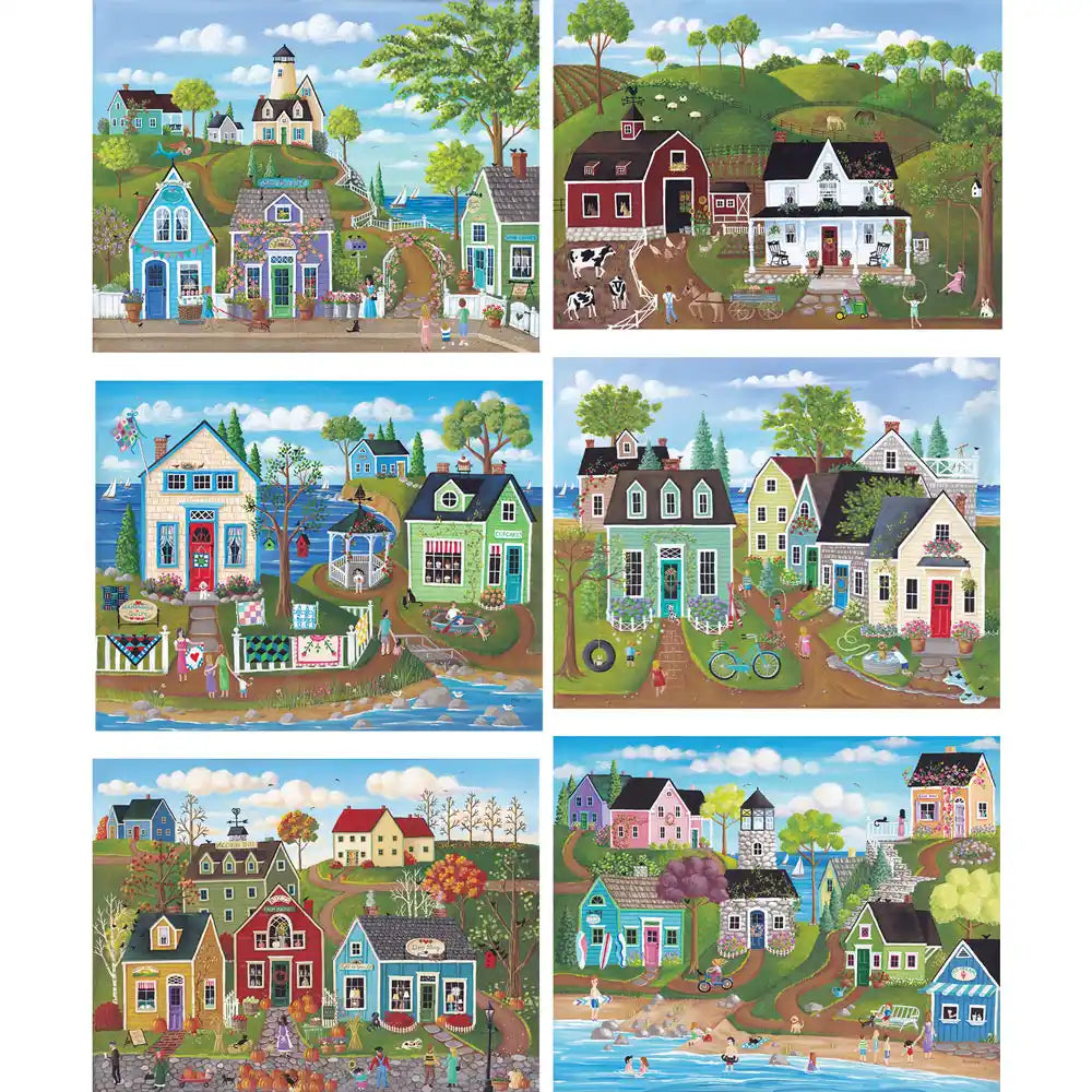 Set of 6 Kim Leo Jigsaw Puzzles