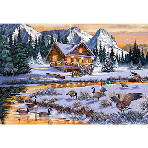 Geese On The Stream Jigsaw Puzzle