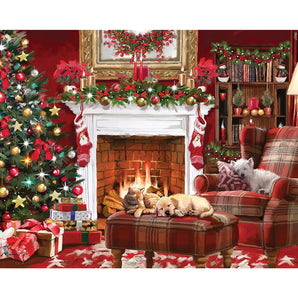 Pets By The Fire 1000 Large Piece Jigsaw Puzzle