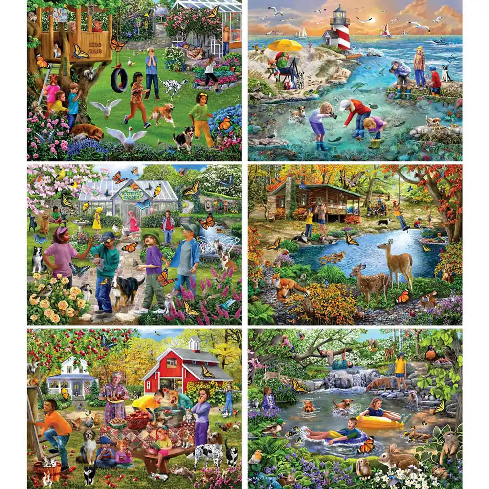 Set of 6 Mary Thompson Jigsaw Puzzles