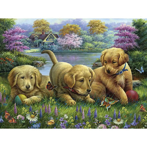 Puppies In the Sunny Meadow Jigsaw Puzzle