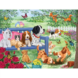 Cute Dogs In Garden Jigsaw Puzzle