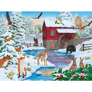 Mill by the Snowy Forest Jigsaw Puzzle