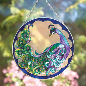 Peacock Art Glass Suncatcher