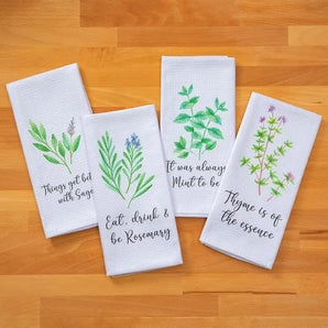 Whimsical Herbal Kitchen Towels