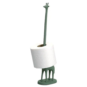 Cast Iron Giraffe Paper Roll Holder Green