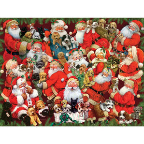 Happy Santas With Puppies Jigsaw Puzzle