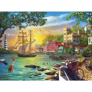 City Embankment At Sunset Jigsaw Puzzle