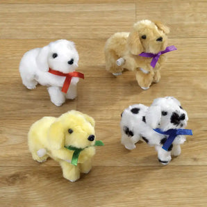 Set of 4 Wind up Plush Puppies