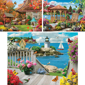 Set of 3: Charming Seasons 500 Piece Jigsaw Puzzle by Alan Giana