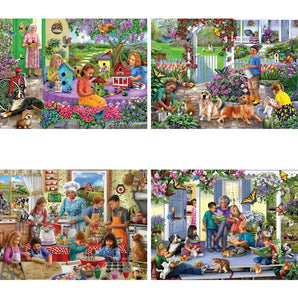 Set of 4 Mary Thompson Piece Jigsaw Puzzles