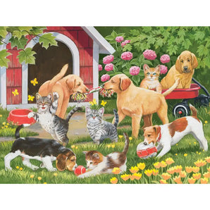 Puppies And Kittens In Springtime Jigsaw Puzzle