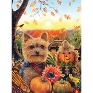 Pumpkin Sunrise Yorkie Jigsaw Puzzle