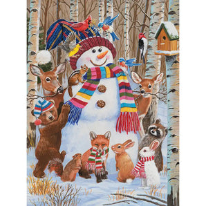 Forest Animals Decorating a Snowman Jigsaw Puzzle