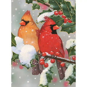 Cardinal Couple With Holly Jigsaw Puzzle