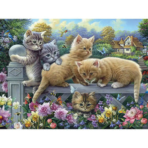 Kittens On A Fence Jigsaw Puzzle