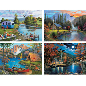 Set of 4 John Zaccheo Jigsaw Puzzles