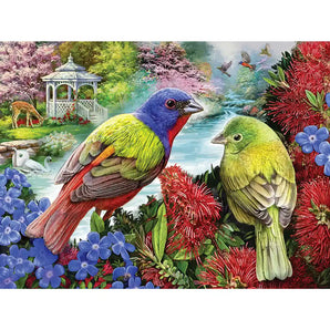 Painted Buntings In the Garden Jigsaw Puzzle