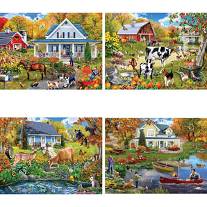 Set of 4  Mary Thompson Country Jigsaw Puzzle