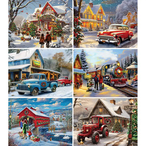 Set of 6 Shawna Stewart Holiday Jigsaw Puzzles