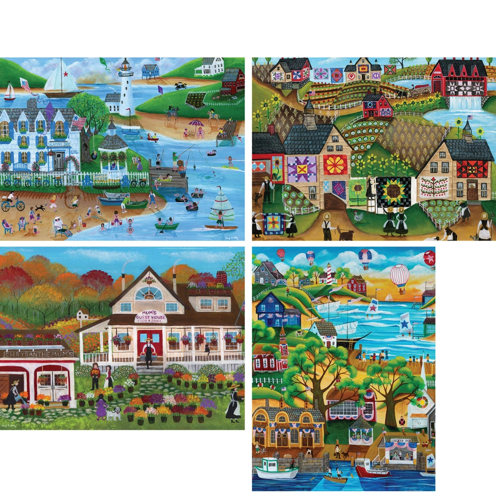 Set of 4 Cheryl Bartley 1000 Large Piece Jigsaw Puzzles