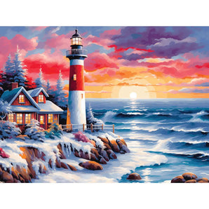 Winter Cove Lighthouse Jigsaw Puzzle