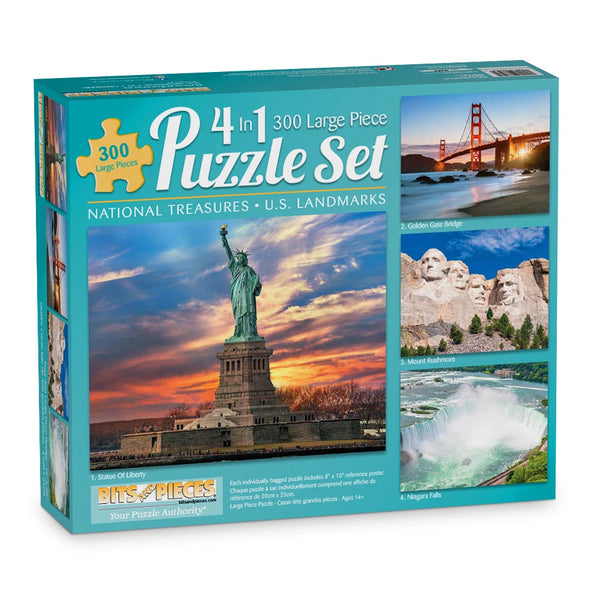 US Landmarks 4-in-1 Multi-Pack Puzzle Sets| Bits and Pieces Canada