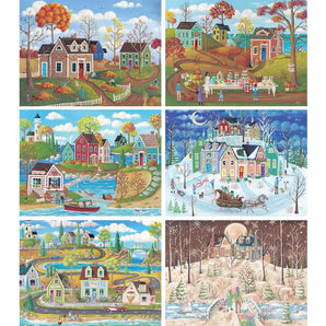 Set Of 6 Kim Leo Jigsaw Puzzles