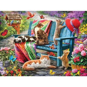 Napping On The Garden Bench Jigsaw Puzzle
