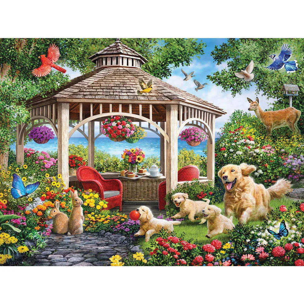 Playing Chase By The Gazebo Jigsaw Puzzle