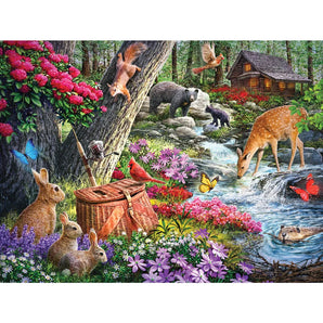 Fishing At The Babbling Stream Jigsaw Puzzle