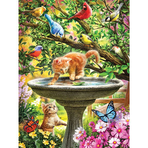 Kitten In The Birdbath Jigsaw Puzzle