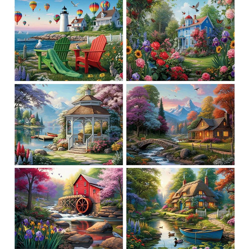 Set of 6 : Countryside Daydreams Jigwas Puzzles by Iris Sage