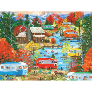 Campers At The Lake Jigsaw Puzzle
