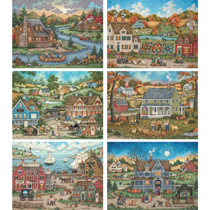 Set of 6 Bonnie White Jigsaw Puzzles