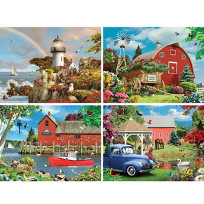 Set of 4 Alan Giana Country Days & Coastal Ways Jigsaw Puzzles