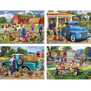 Set of 4 Country Farm Life Jigsaw Puzzles by Oleg Gavrilov